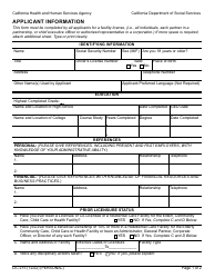 Document preview: Form LIC215 Applicant Information - California