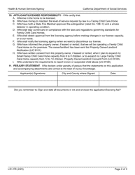 Form LIC279 Application for a Family Child Home License - California, Page 2