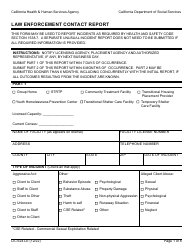 Document preview: Form LIC624 LE Law Enforcement Contact Report - California