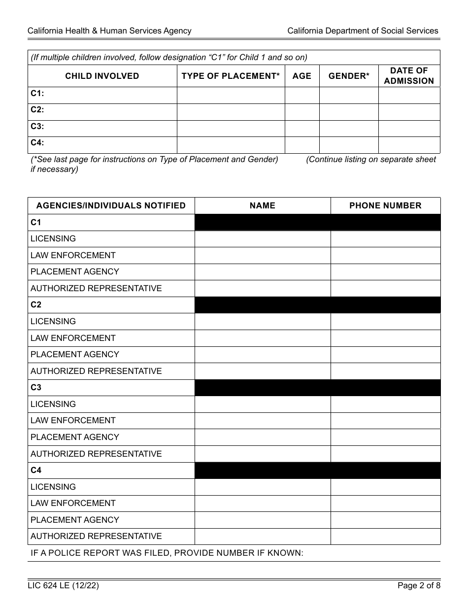 Form LIC624 LE Download Fillable PDF or Fill Online Law Enforcement ...