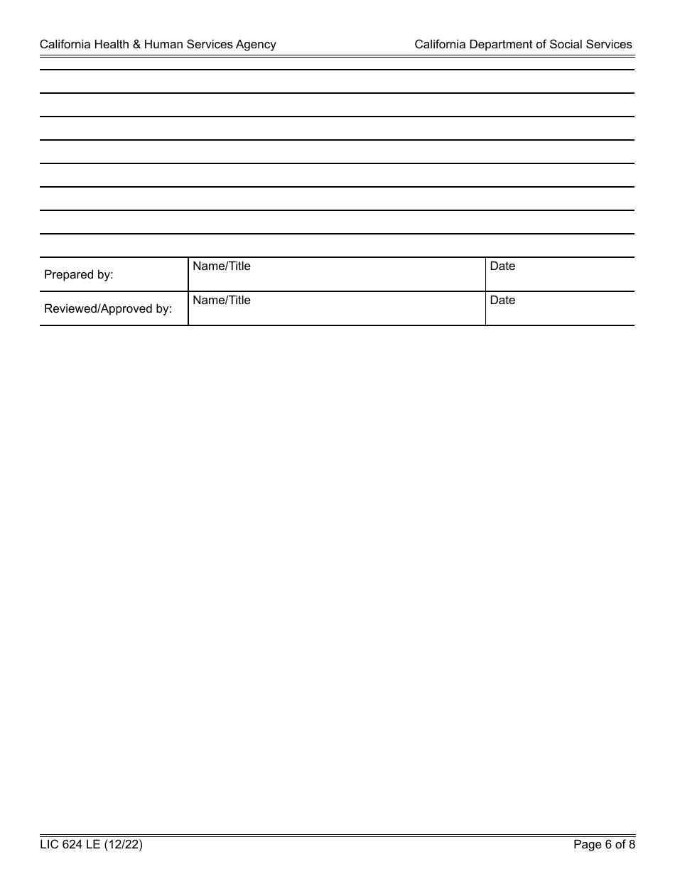 Form LIC624 LE Law Enforcement Contact Report - California, Page 6