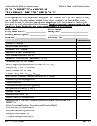 Document preview: Form LIC9119 TRSCF Facility Inspection Checklist - Transitional Shelter Care Facility - California