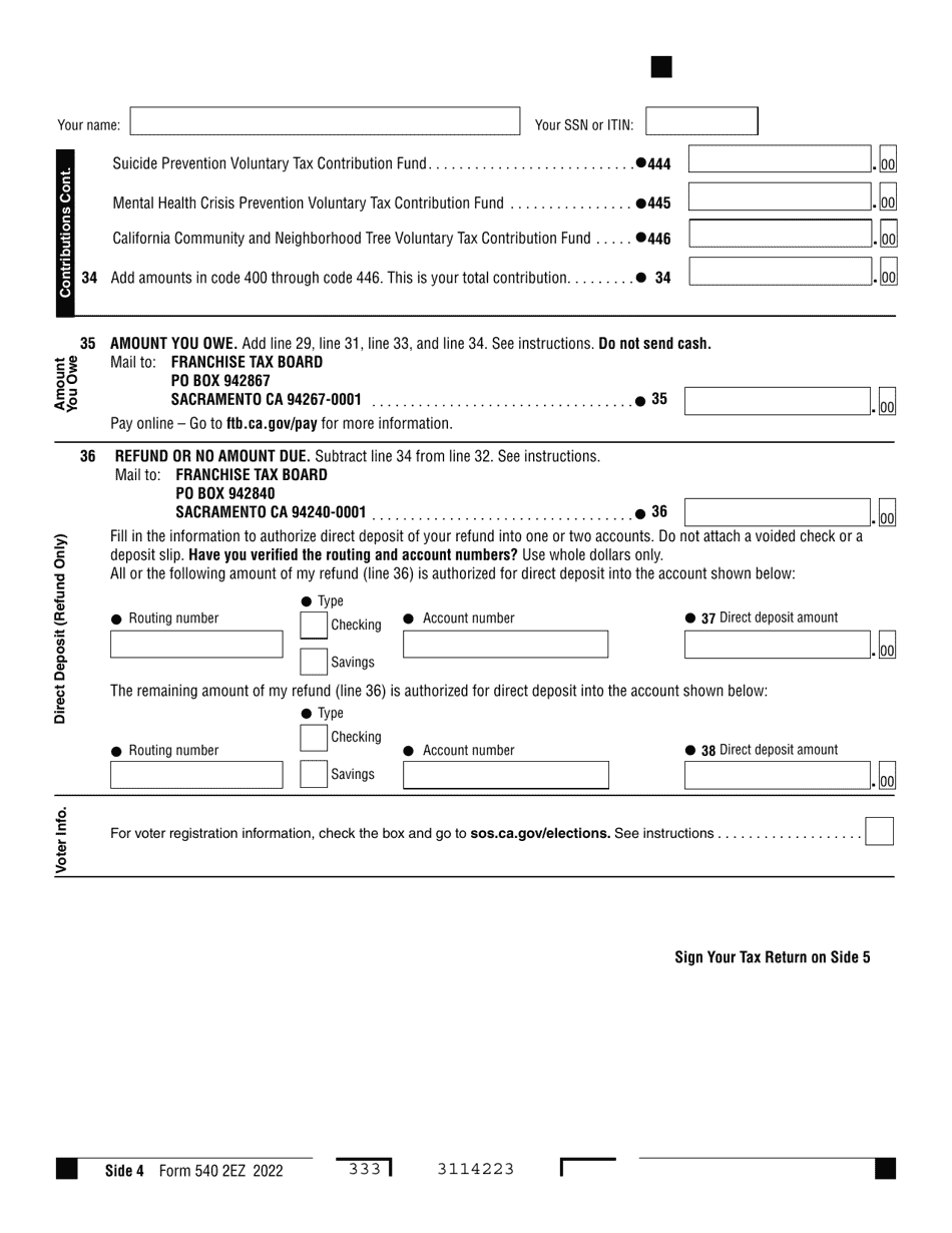 Form 540 2EZ Download Fillable PDF Or Fill Online California Resident ...