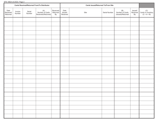 Form SFN18624 Bingo Master Inventory Log - Paper Bingo Cards - North Dakota, Page 2