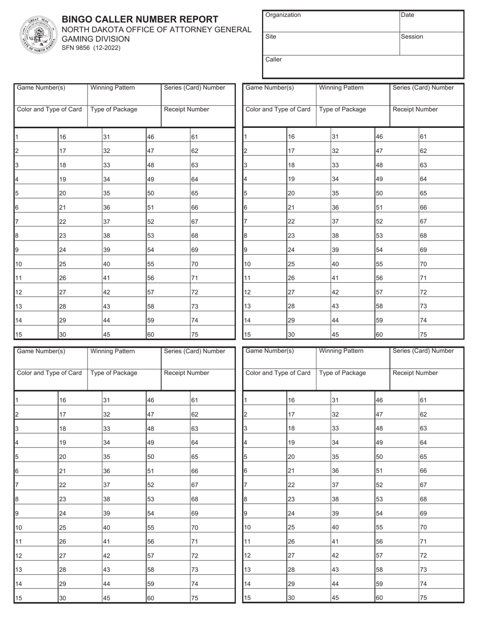 Form SFN9856 - Fill Out, Sign Online and Download Fillable PDF, North ...