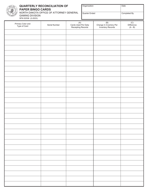 Form SFN52536  Printable Pdf