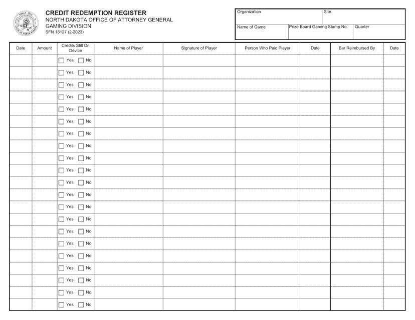 Form SFN18127  Printable Pdf