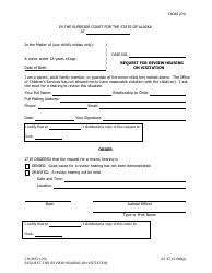 Document preview: Form CN-365 Request for Review Hearing on Visitation - Alaska