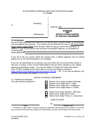 Document preview: Form CIV-100 PALMER Summons and Notice to Both Parties of Judicial Assignment - Alaska