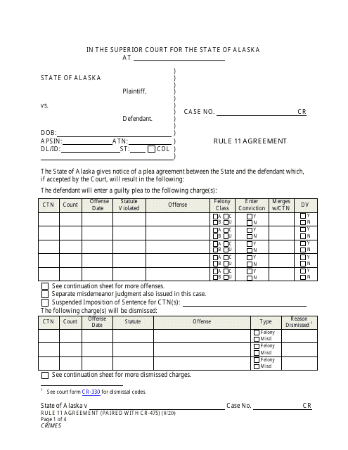 Form CR-475  Printable Pdf