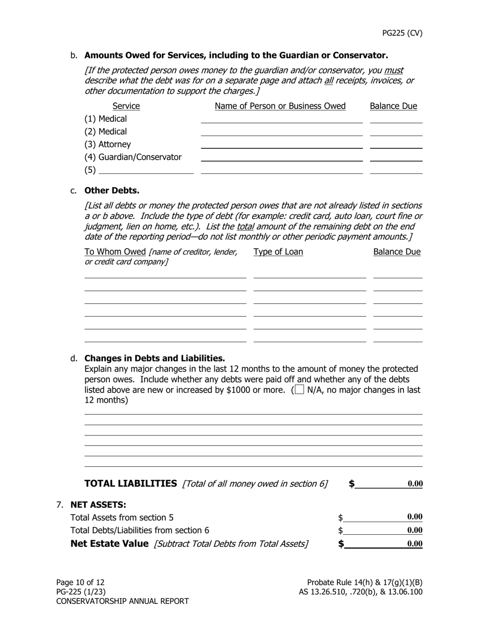 Form PG-225 Conservatorship Annual Report - Alaska, Page 11