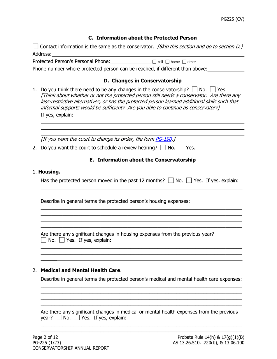 Form PG-225 Conservatorship Annual Report - Alaska, Page 3