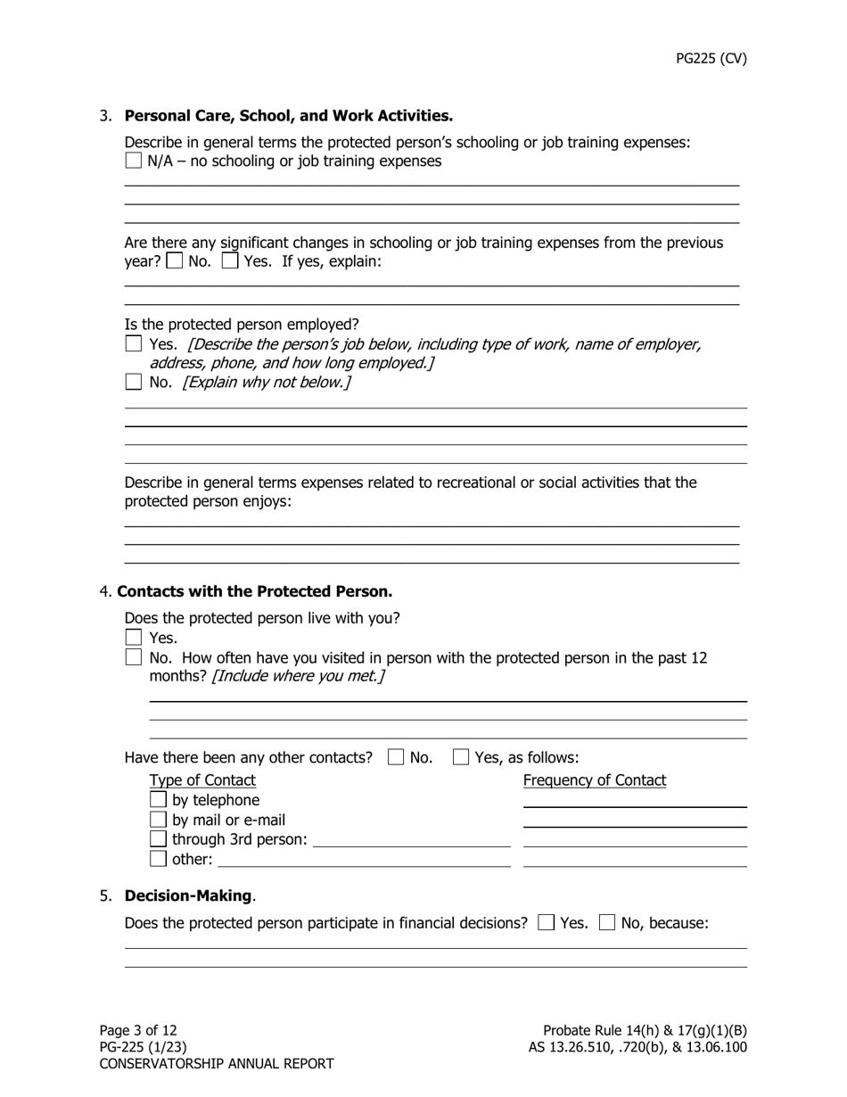 Form PG-225 Download Fillable PDF or Fill Online Conservatorship Annual ...