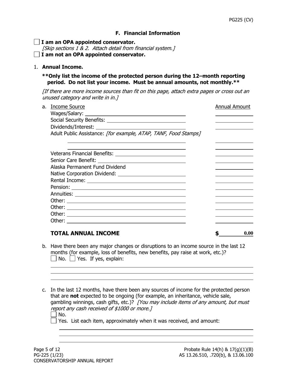Form PG-225 Conservatorship Annual Report - Alaska, Page 6