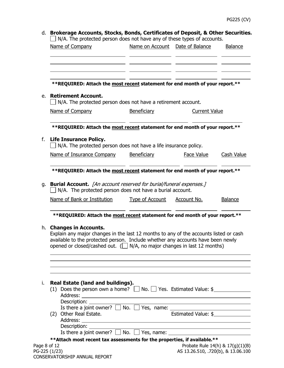 Form PG-225 Conservatorship Annual Report - Alaska, Page 9