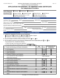 Document preview: Form LCR-1084A Application for Renewal or Amended Hcbs Certificate for Independent Providers - Arizona