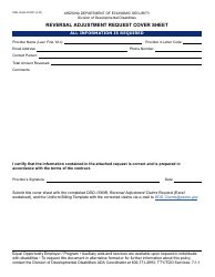 Document preview: Form DDD-1580A Reversal Adjustment Request Cover Sheet - Arizona