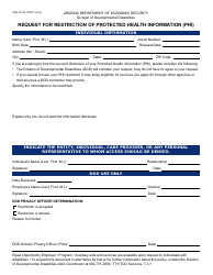 Document preview: Form DDD-2174A Request for Restriction of Protected Health Information (Phi) - Arizona
