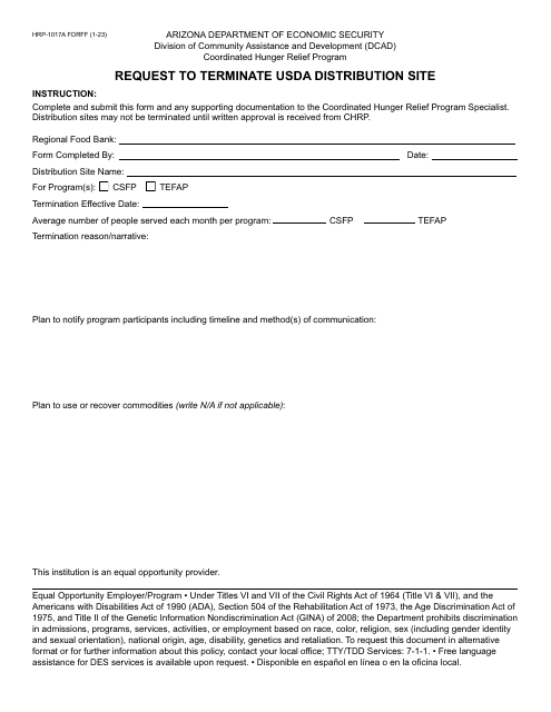 Form HRP-1017A  Printable Pdf