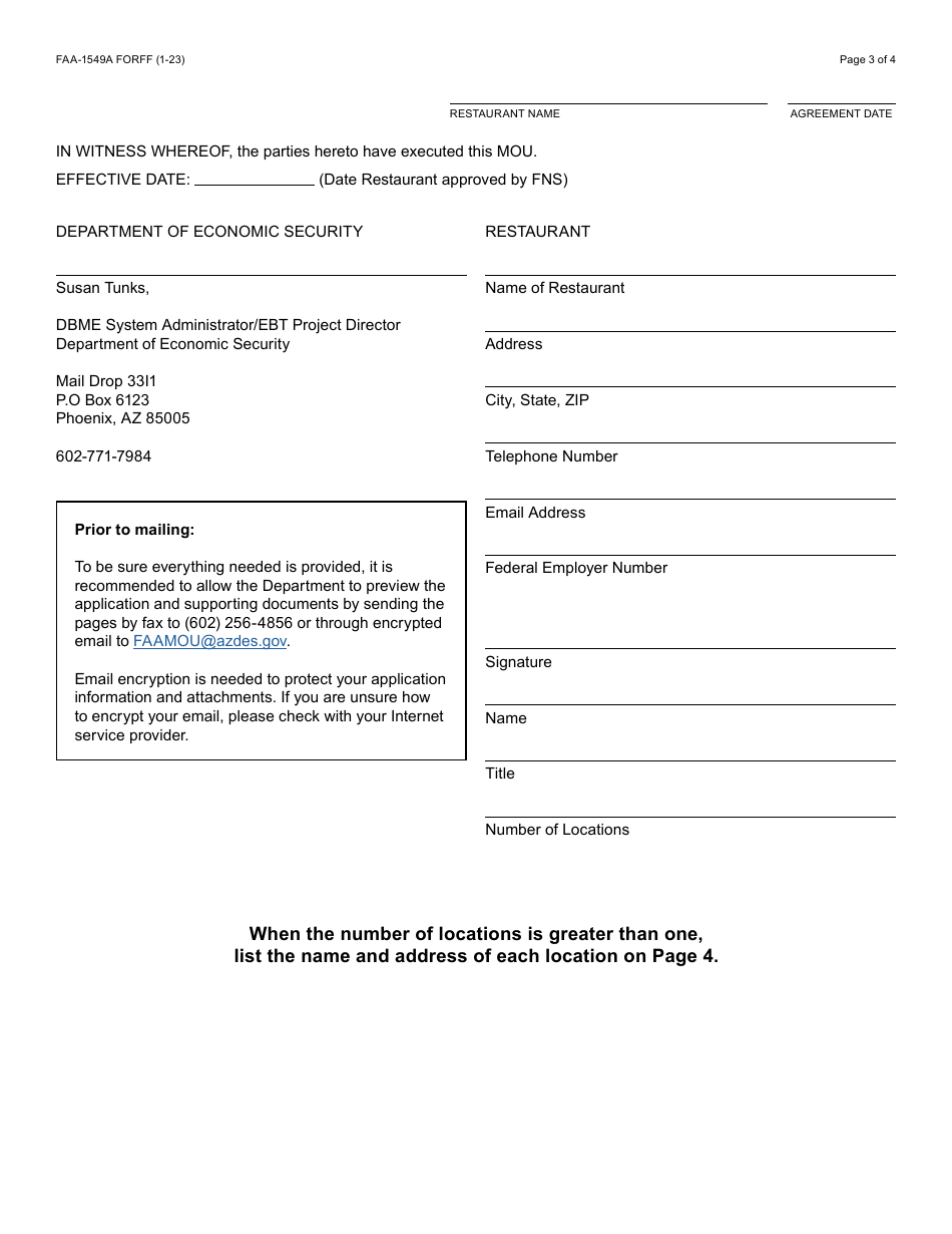 Form FAA-1549A Memorandum of Understanding - Merchant Restaurant Meals Program - Arizona, Page 5