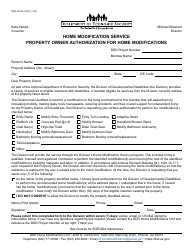 Form DDD-1620A Home Modification Service Property Owner Authorization for Home Modifications - Arizona