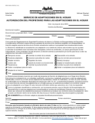 Document preview: Formulario DDD-1620A-S Servicio De Adaptaciones En El Hogar Autorizacion Del Propietario Para Las Adaptaciones En El Hogar - Arizona (Spanish)