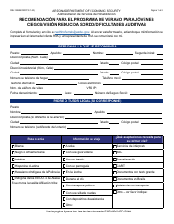 Document preview: Formulario RSA-1298B Recomendacion Para El Programa De Verano Para Jovenes Ciegos/Vision Reducida Sordo/Dificultades Auditivas - Arizona (Spanish)