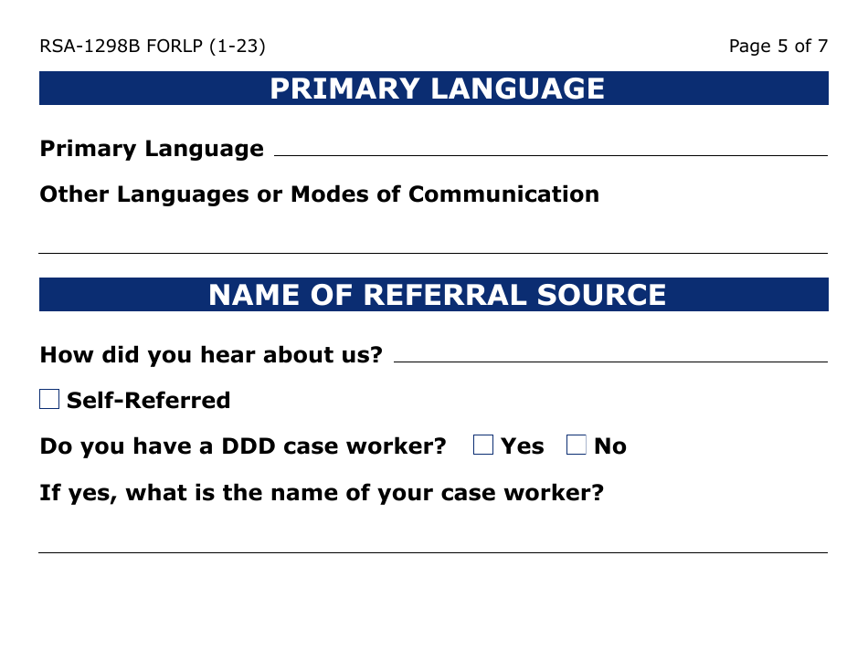 Form RSA-1298B-LP Blind / Visually Impaired Deaf / Hard of Hearing Summer Youth Program Referral (Large Print) - Arizona, Page 5