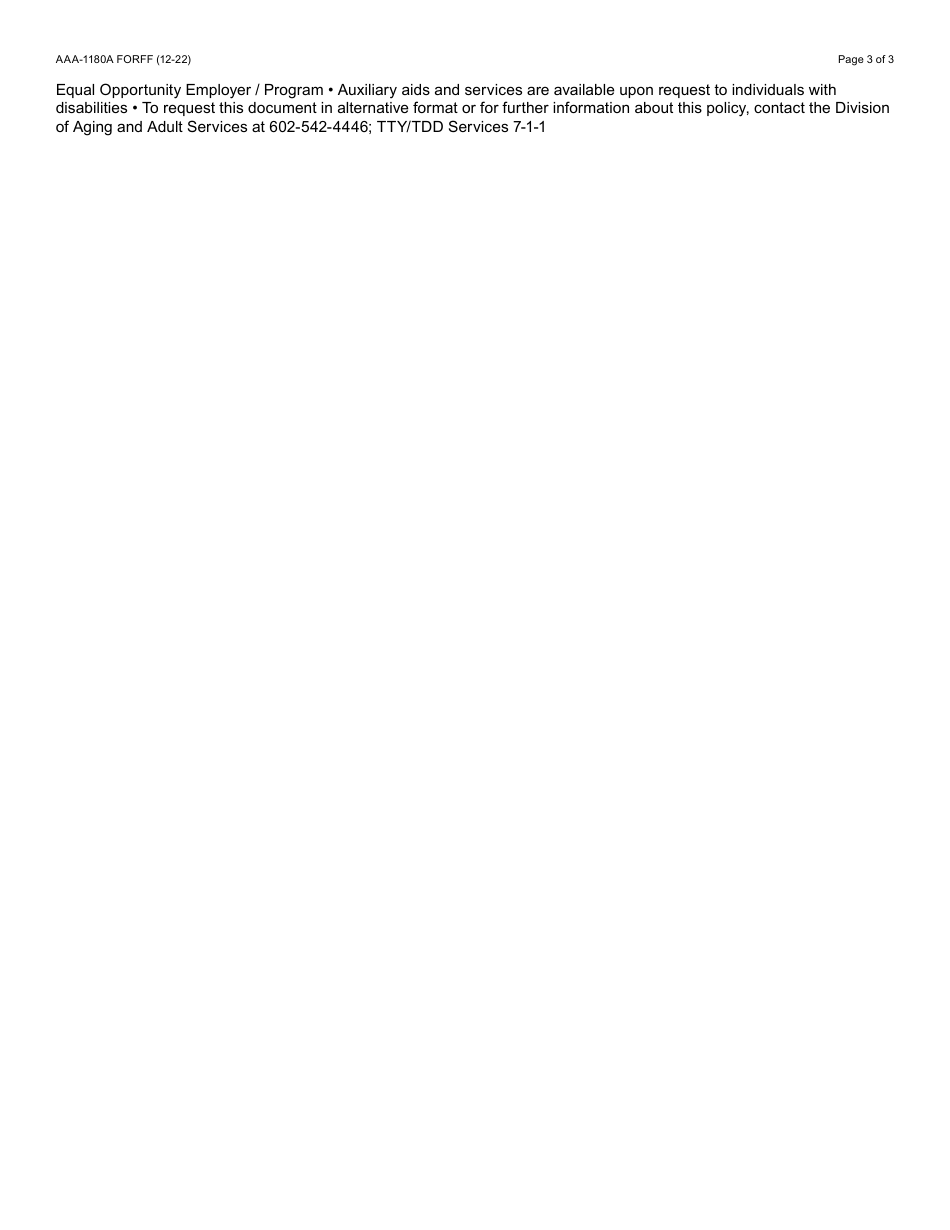 Form AAA-1180A Volunteer Application - Arizona, Page 3