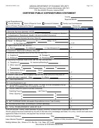 Document preview: Form CSE-0016A Certified Public Expenditures Statement - Arizona