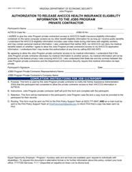 Document preview: Form JOB-1117A Authorization to Release Ahcccs Health Insurance Eligibility Information to the Jobs Program Private Contractor - Arizona