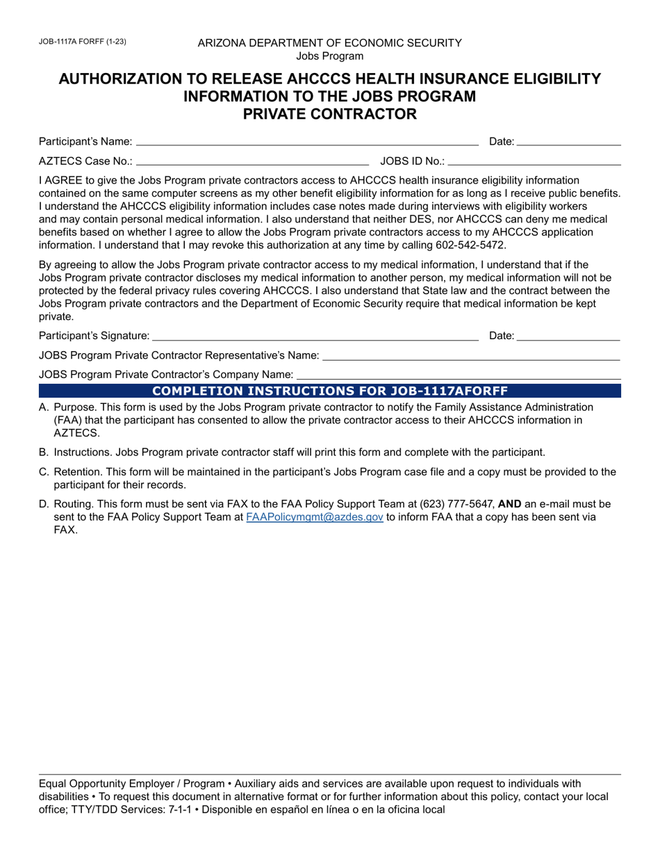 Form JOB-1117A - Fill Out, Sign Online and Download Fillable PDF ...