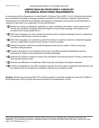 Document preview: Form OEO-1005A Limited English Proficiency Checklist for Annual Monitoring Requirements - Arizona