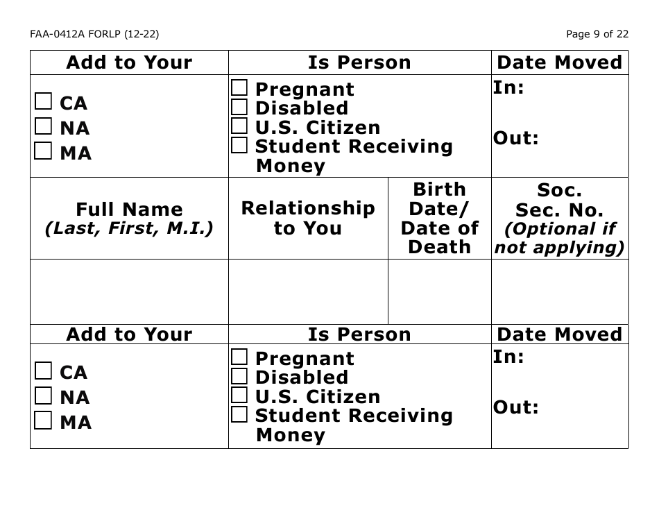 Form FAA-0412A-LP Change Report (Large Print) - Arizona, Page 9