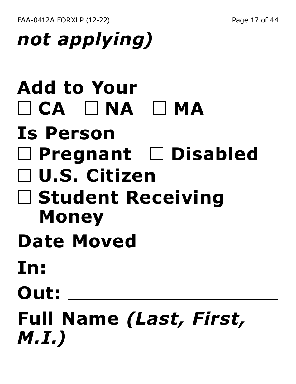 Form FAA-0412A-XLP change Report (Extra Large Print) - Arizona, Page 17