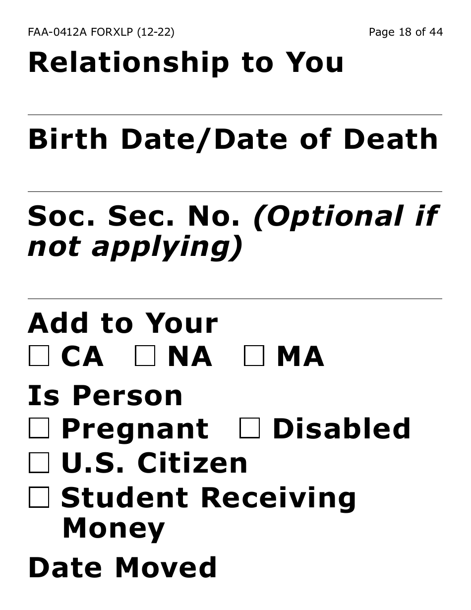 Form FAA-0412A-XLP change Report (Extra Large Print) - Arizona, Page 18