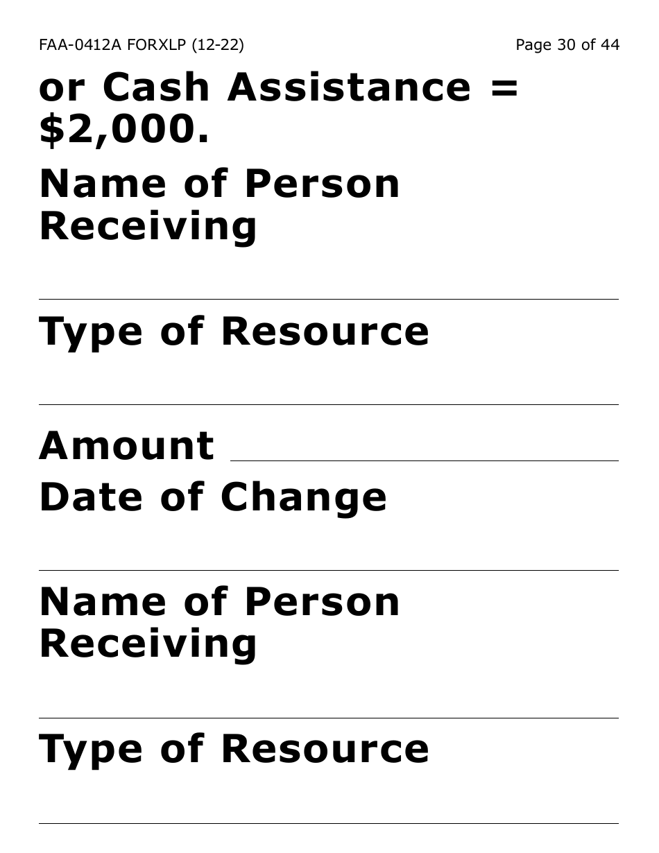 Form FAA-0412A-XLP change Report (Extra Large Print) - Arizona, Page 30
