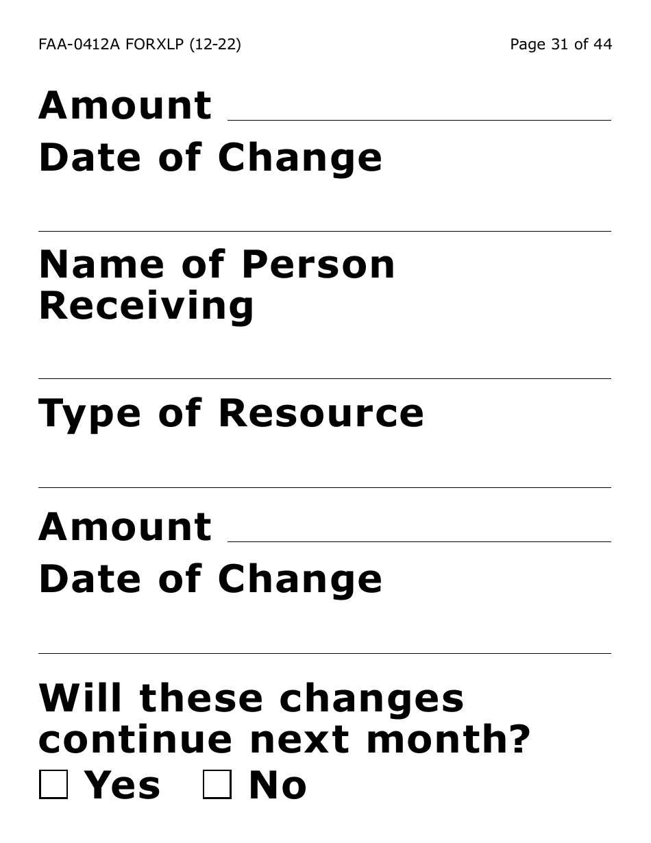Form FAA-0412A-XLP change Report (Extra Large Print) - Arizona, Page 31