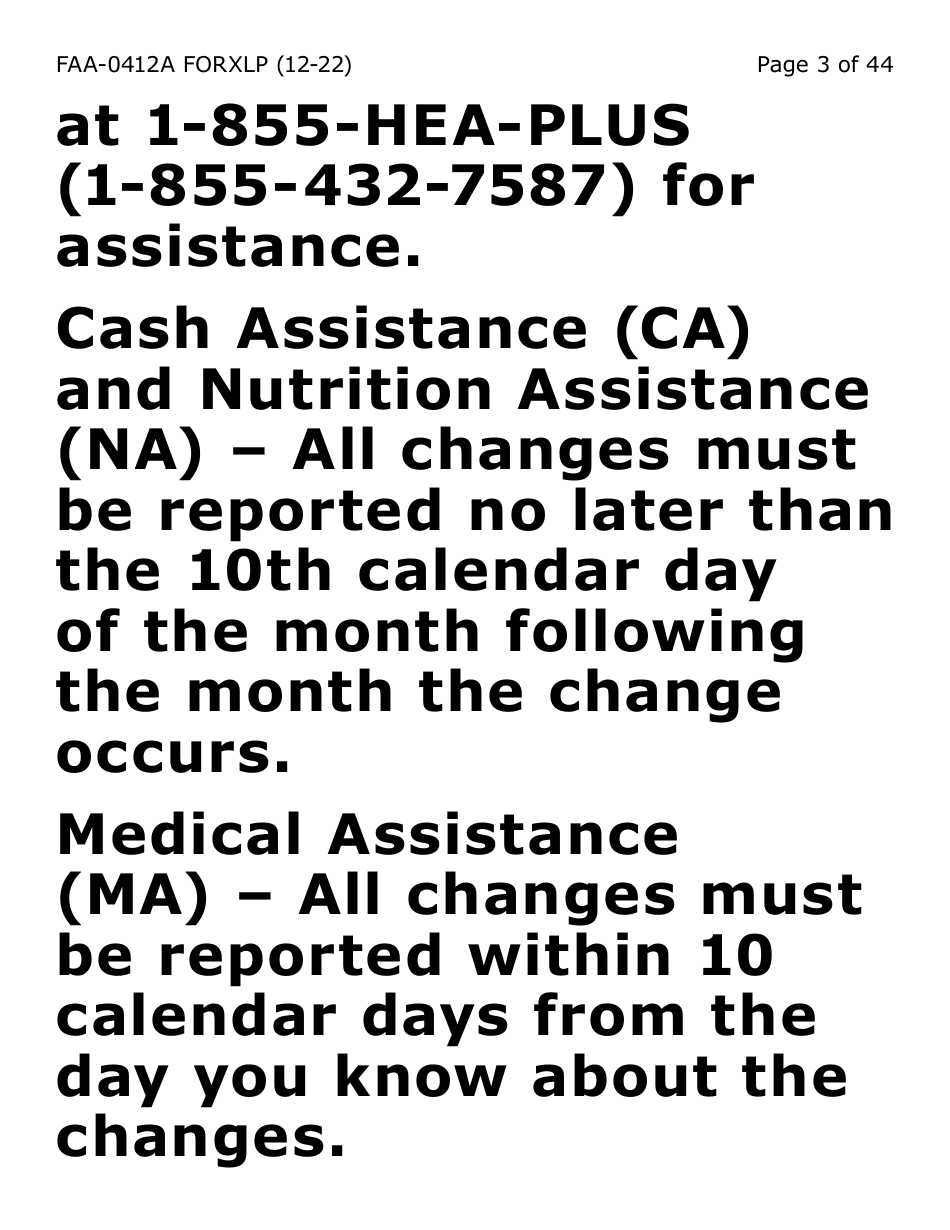 Form FAA-0412A-XLP change Report (Extra Large Print) - Arizona, Page 3