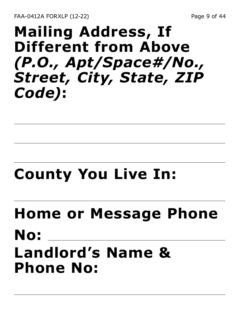 Form FAA-0412A-XLP change Report (Extra Large Print) - Arizona, Page 9
