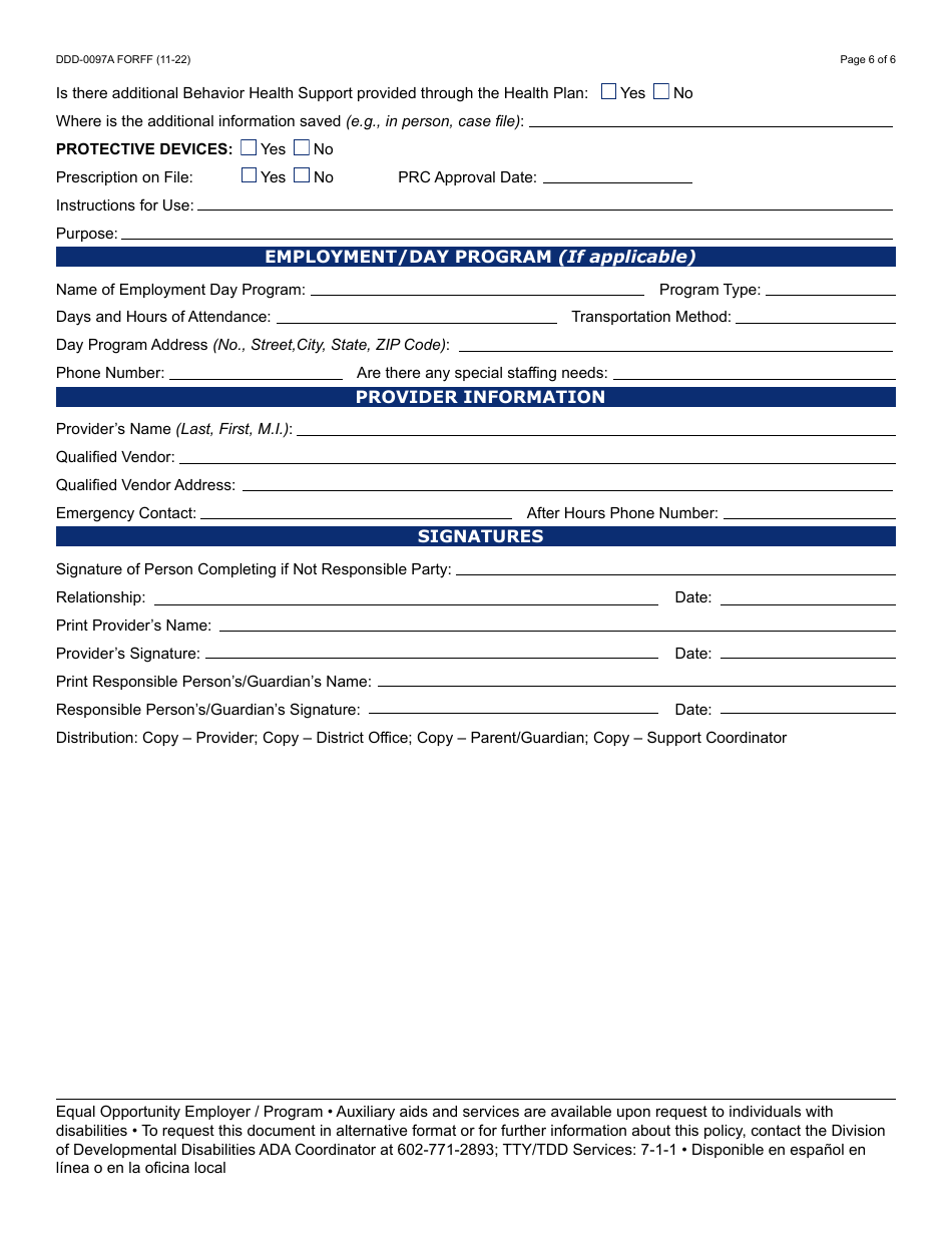 Form DDD-0097A Pre-service Provider Orientation - Arizona, Page 6