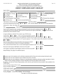 Form LCR-1000A Agency Compliance Audit Checklist - Arizona