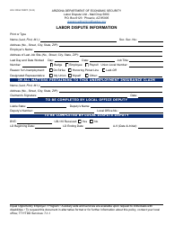 Document preview: Form LDU-1003A Labor Dispute Information - Arizona