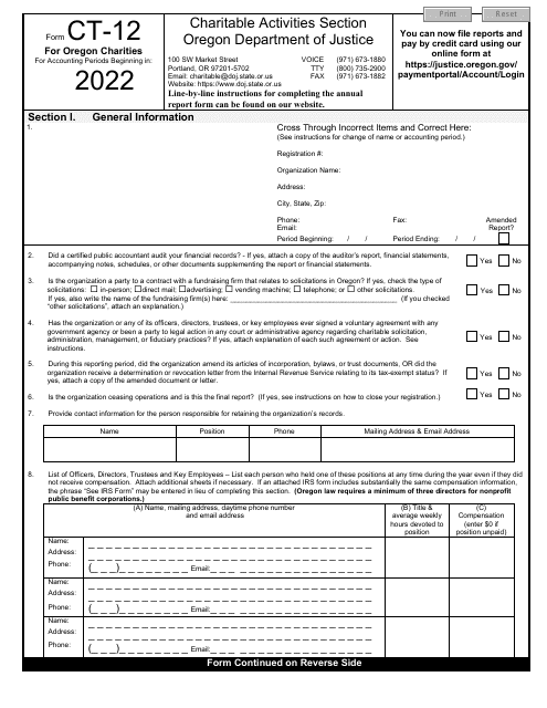 Form CT-12 2022 Printable Pdf