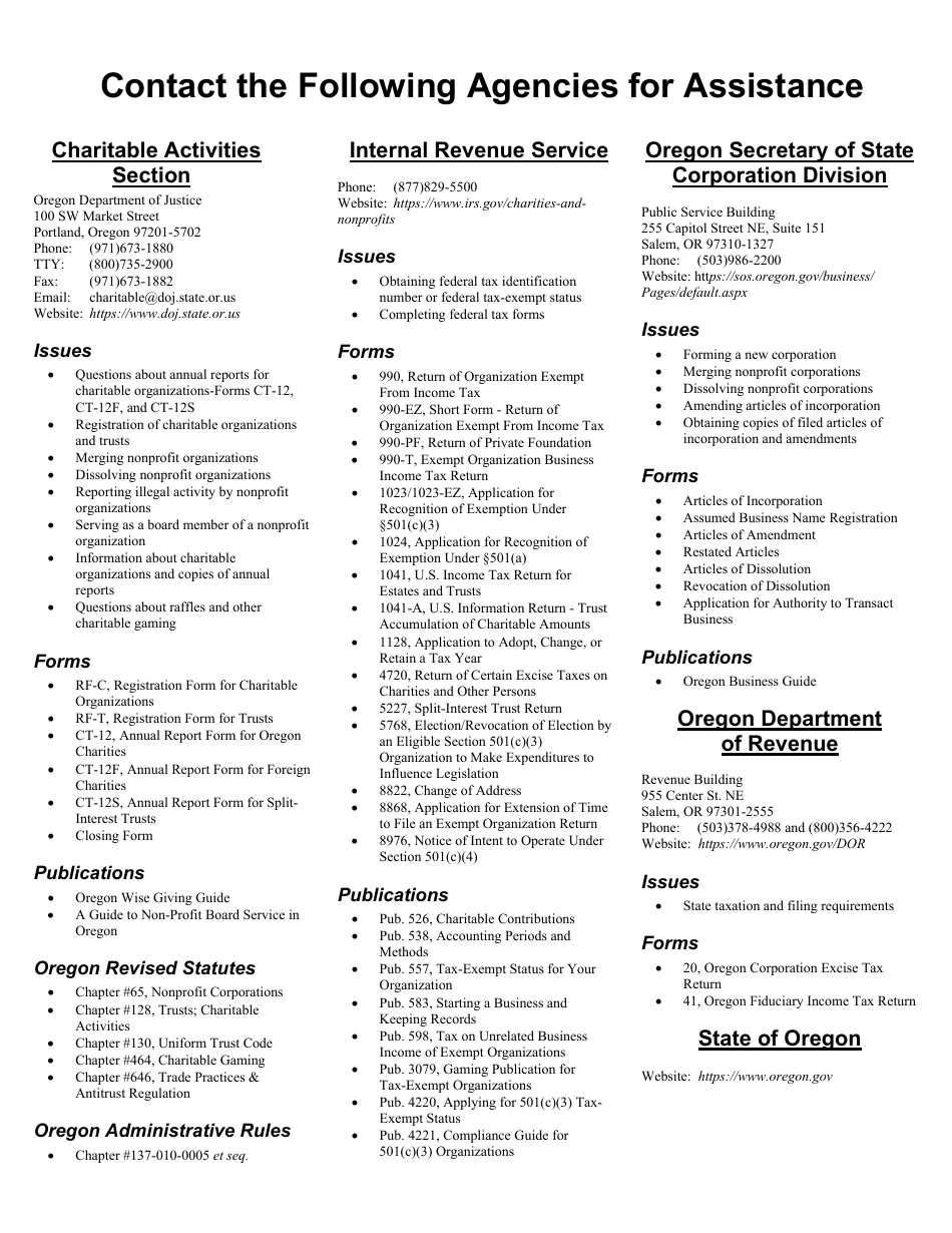 Form CT-12 Charitable Activities Form for Oregon Charities - Oregon, Page 8