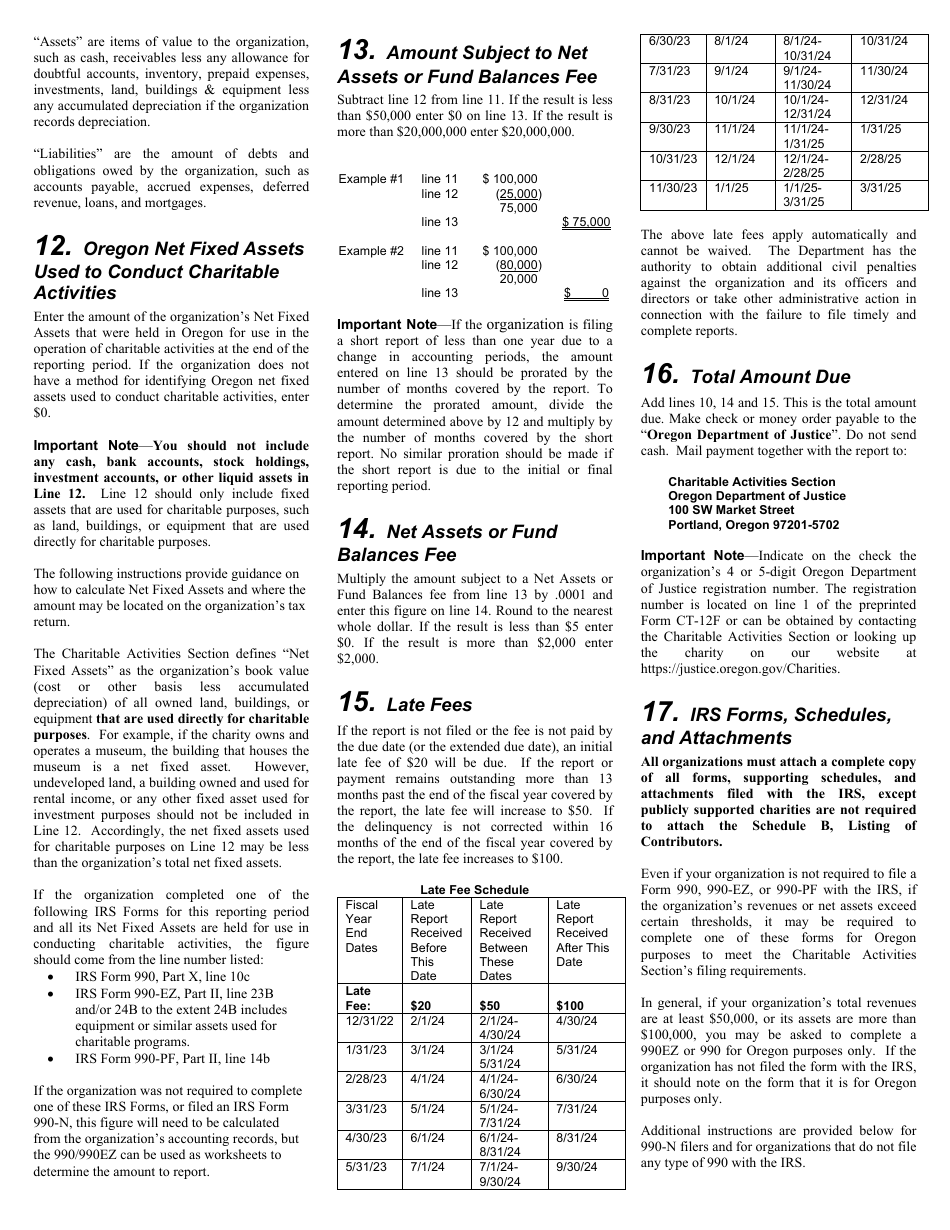Form CT-12F Charitable Activities Form for Foreign Charities - Oregon, Page 6