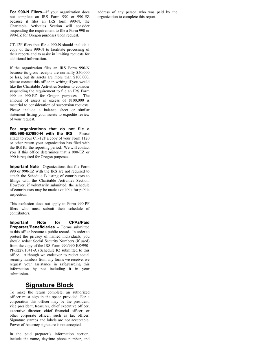 Form CT-12F Charitable Activities Form for Foreign Charities - Oregon, Page 7