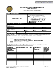 Escrow Compliance Certificate and Affidavit (Non-participating Manufacturer) - Oregon