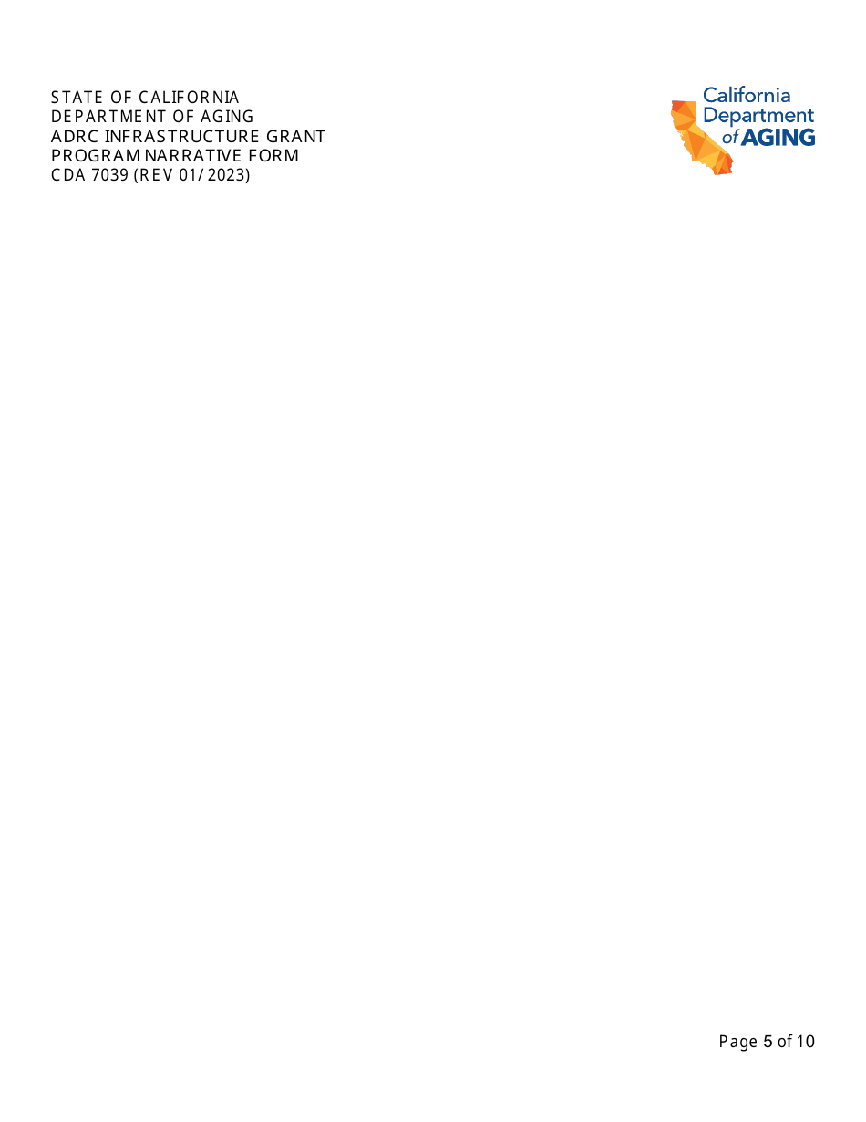 Form CDA7039 Adrc Infrastructure Grant Program Narrative Form - California, Page 5
