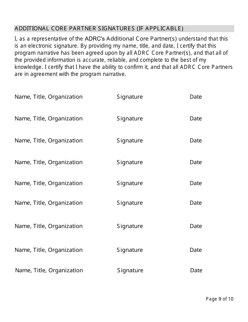 Form CDA7039 Adrc Infrastructure Grant Program Narrative Form - California, Page 9